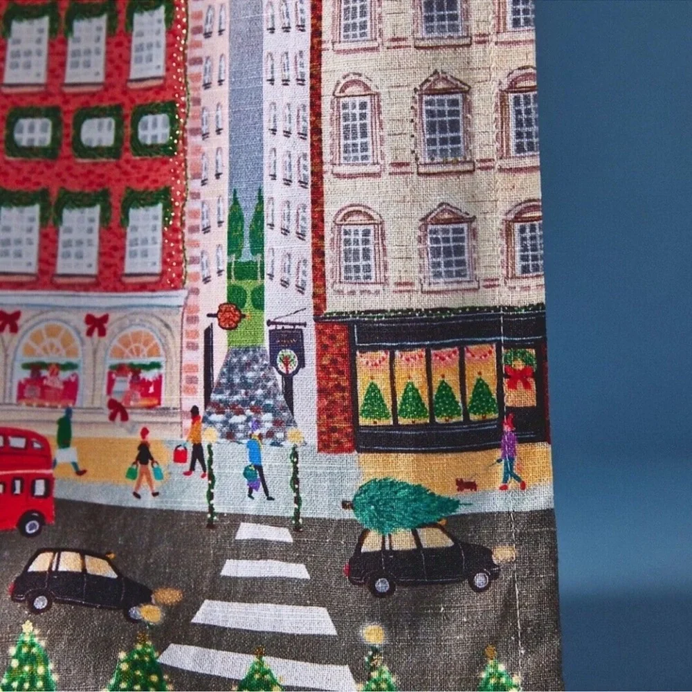 Anthropologie Holiday in the City London Christmas Dish Towel